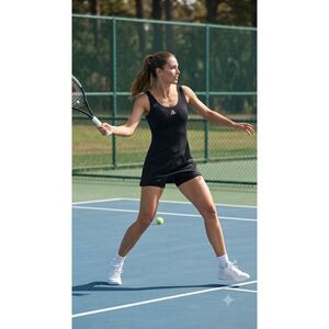 Reebok Tennis‎ Dress Women Large Black Excellent Sleeveless Built-in Shorts
